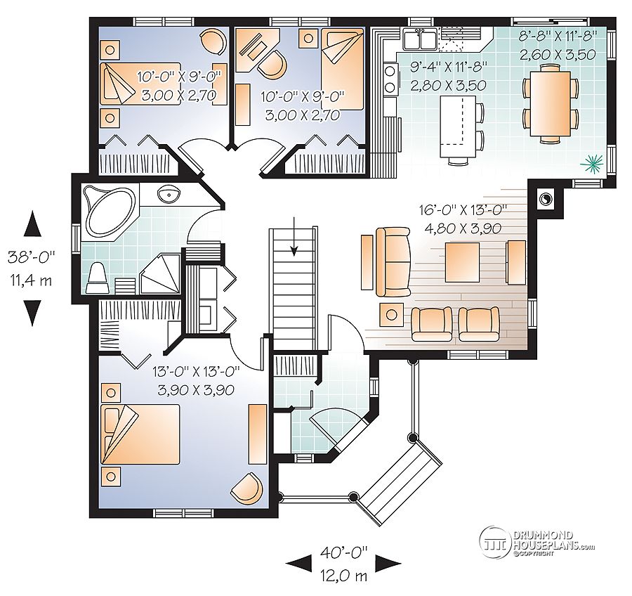 3 bedroom bungalow floor plan