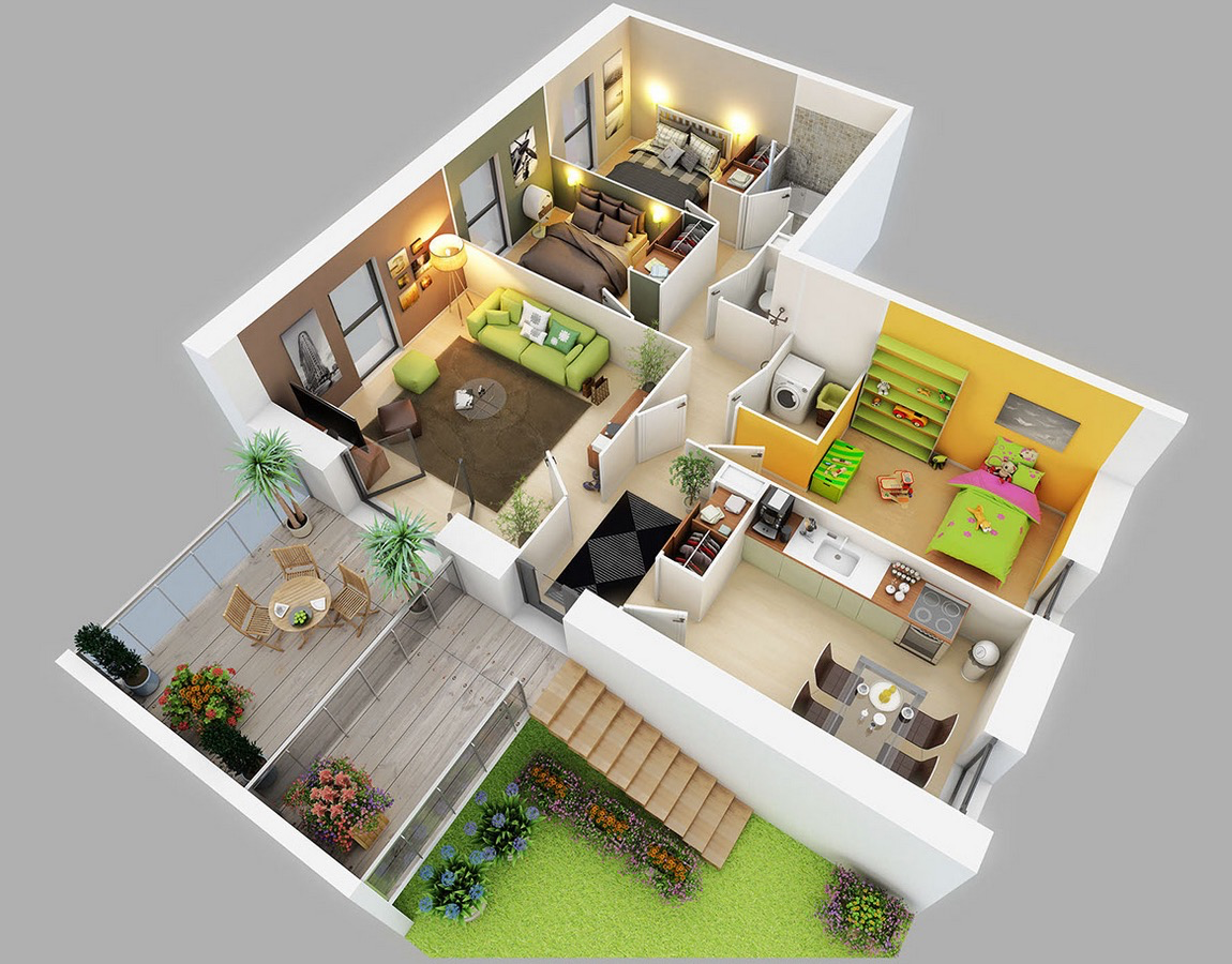 3 bedroom floor plan apartment