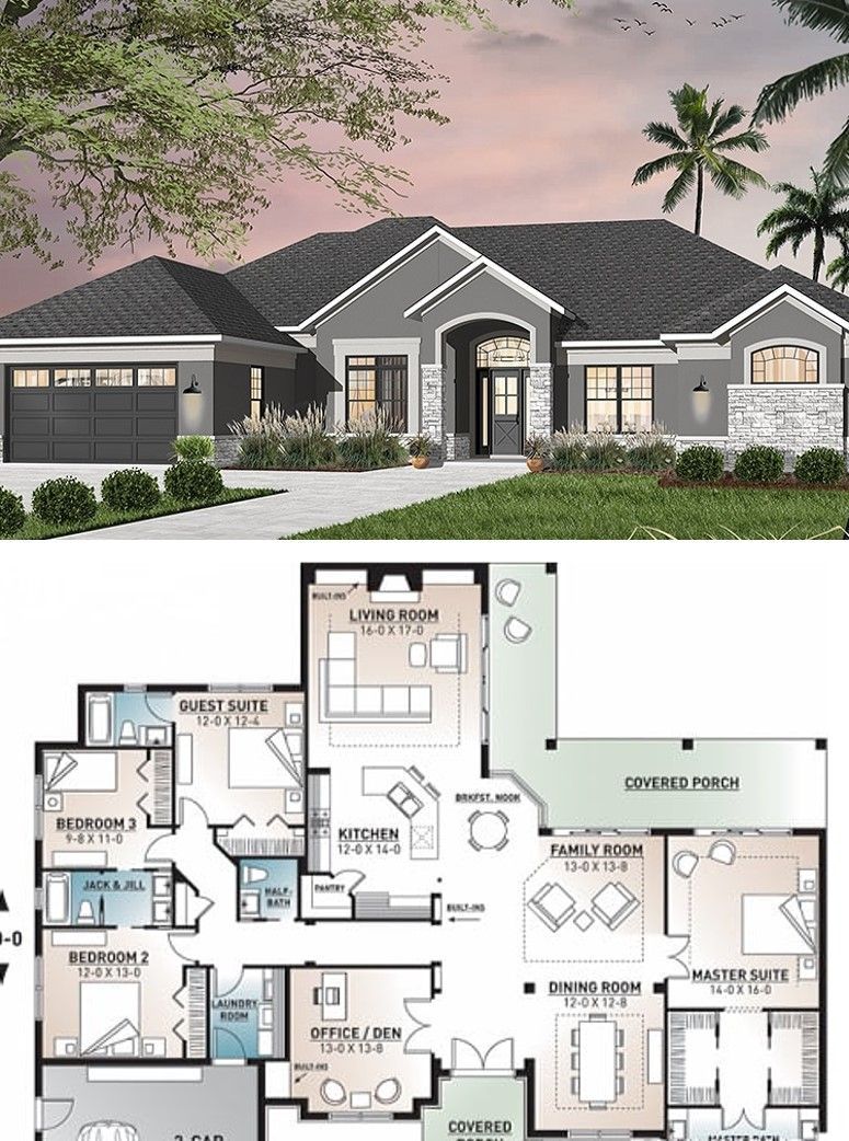 4 bedroom 3 bath 1 story house plans