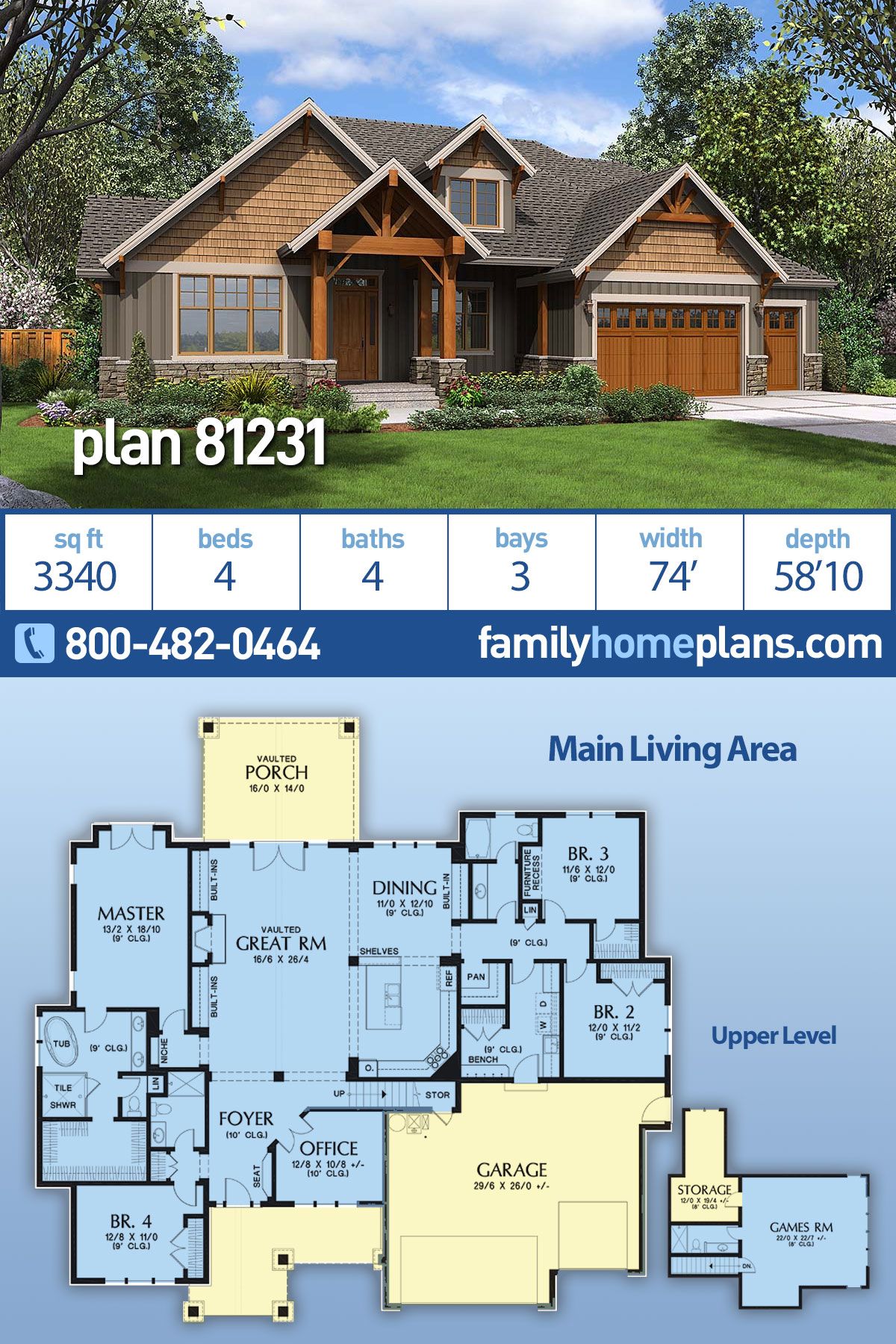 4 bedroom craftsman floor plans