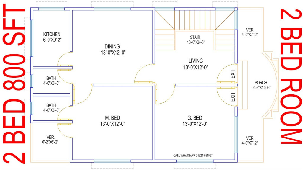 800 sq ft house plans 2 bedroom