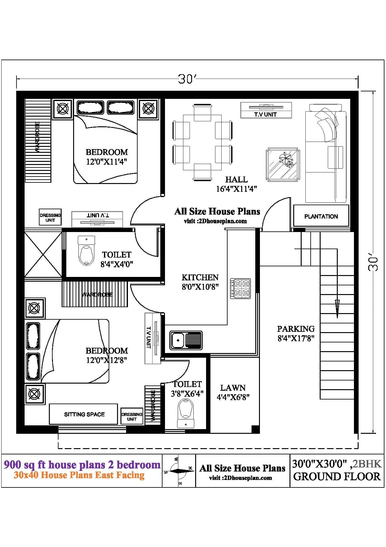 900 square feet house plans 2 bedroom