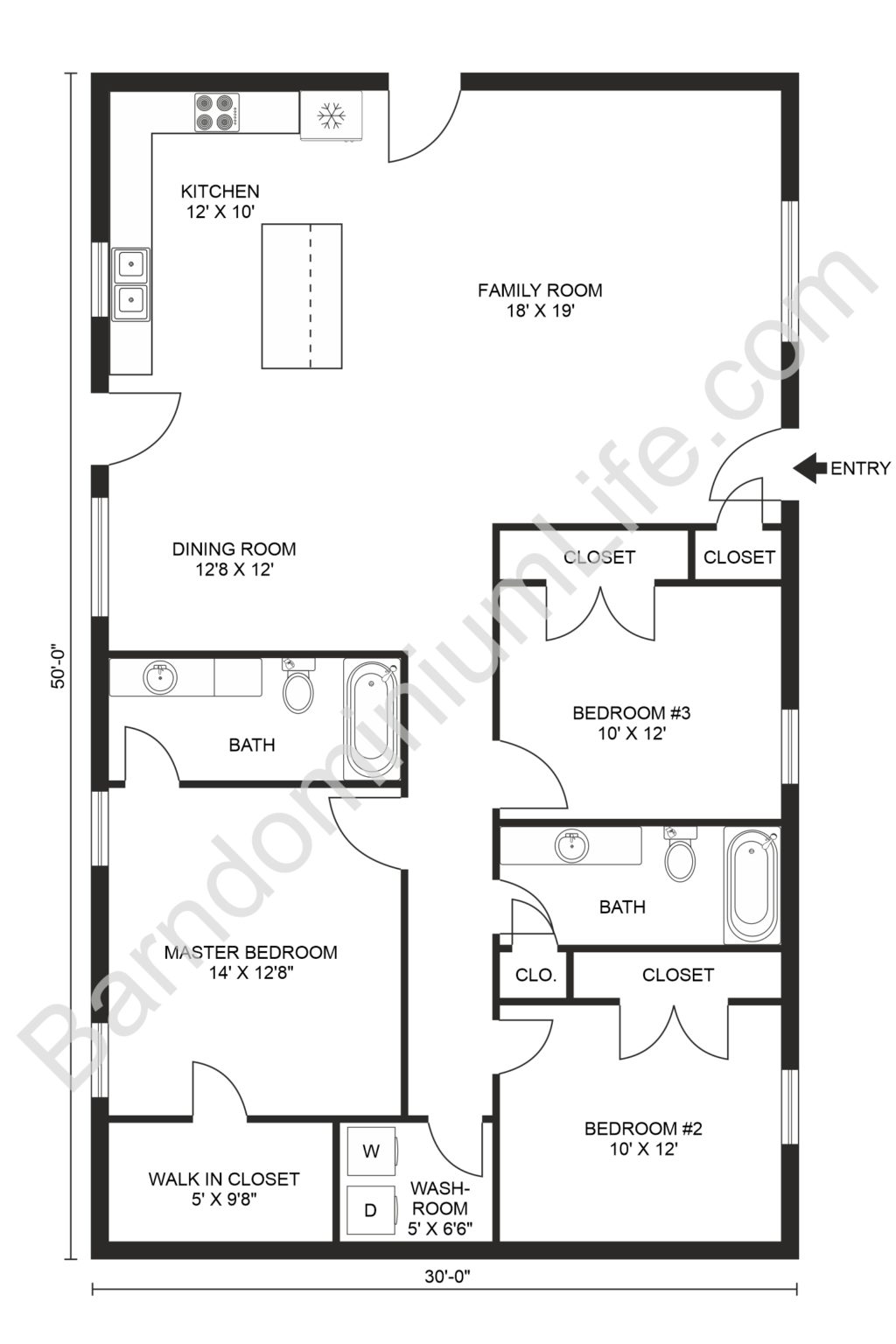 barndominium floor plans 3 bedroom