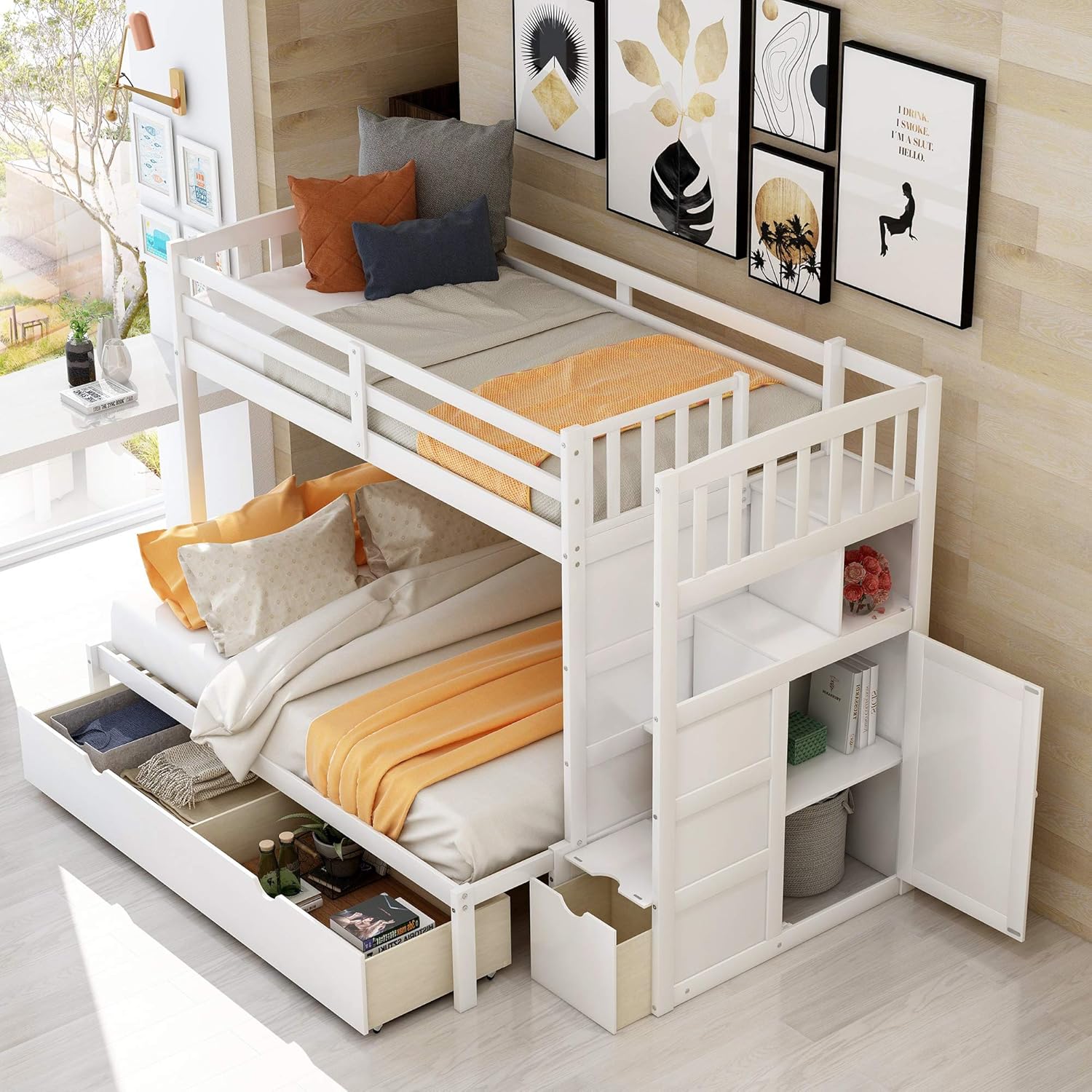 bunk beds with storage steps