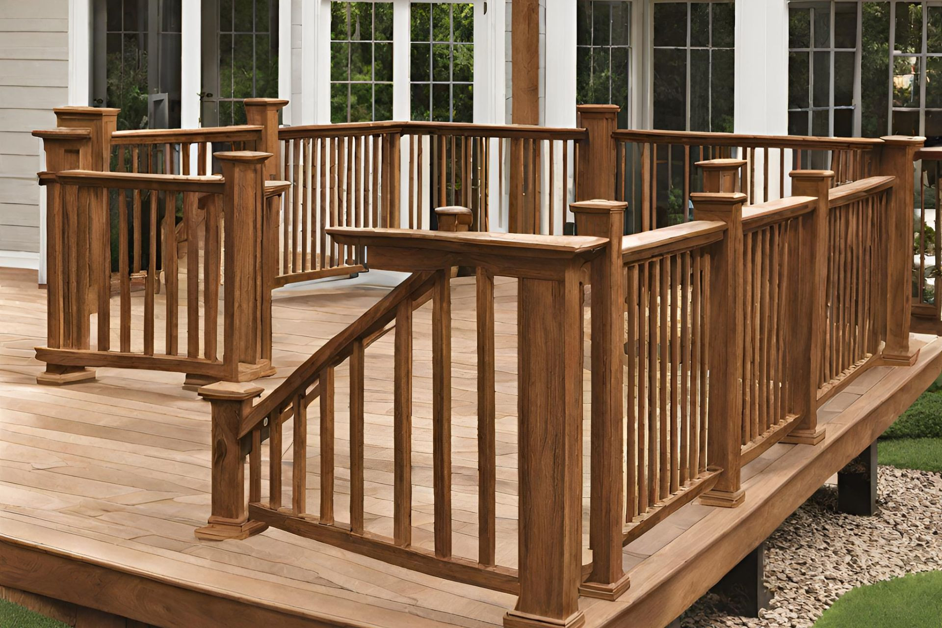 composite deck with wood railing