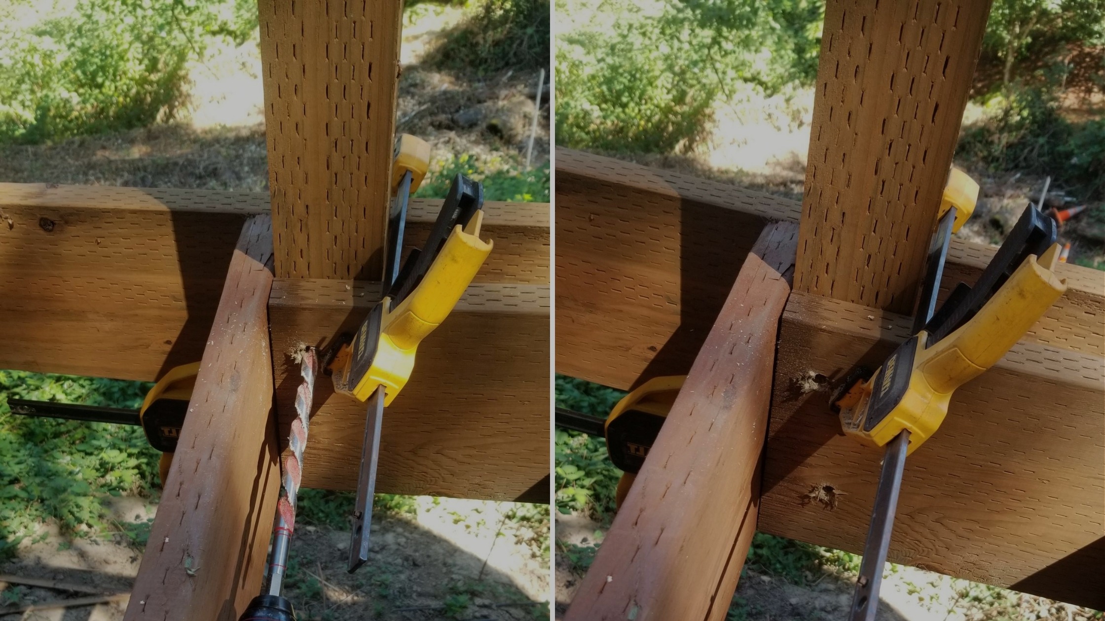 connecting railing post to deck