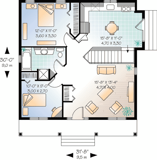 cottage floor plans 2 bedroom