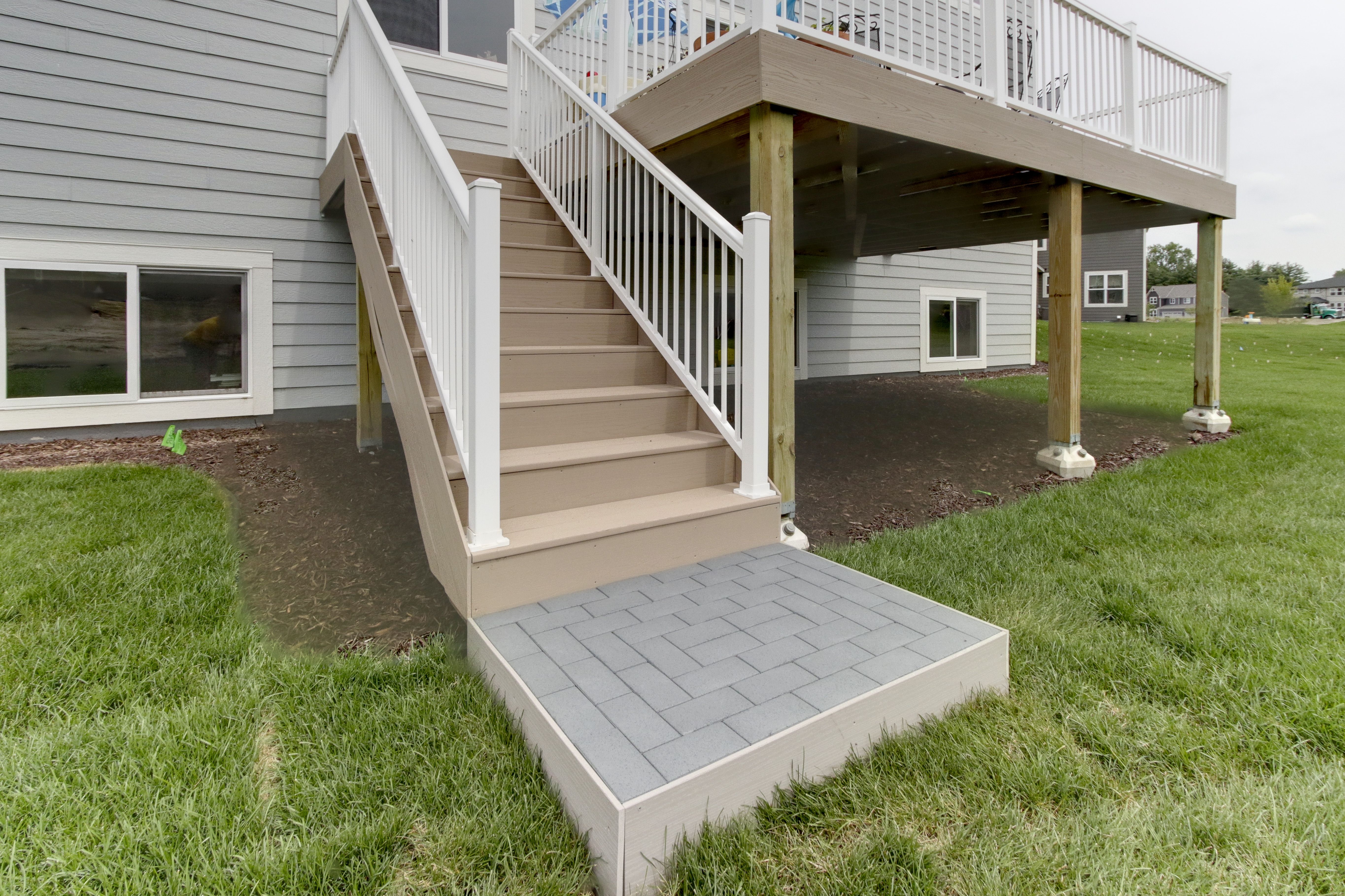 deck stairs with a landing