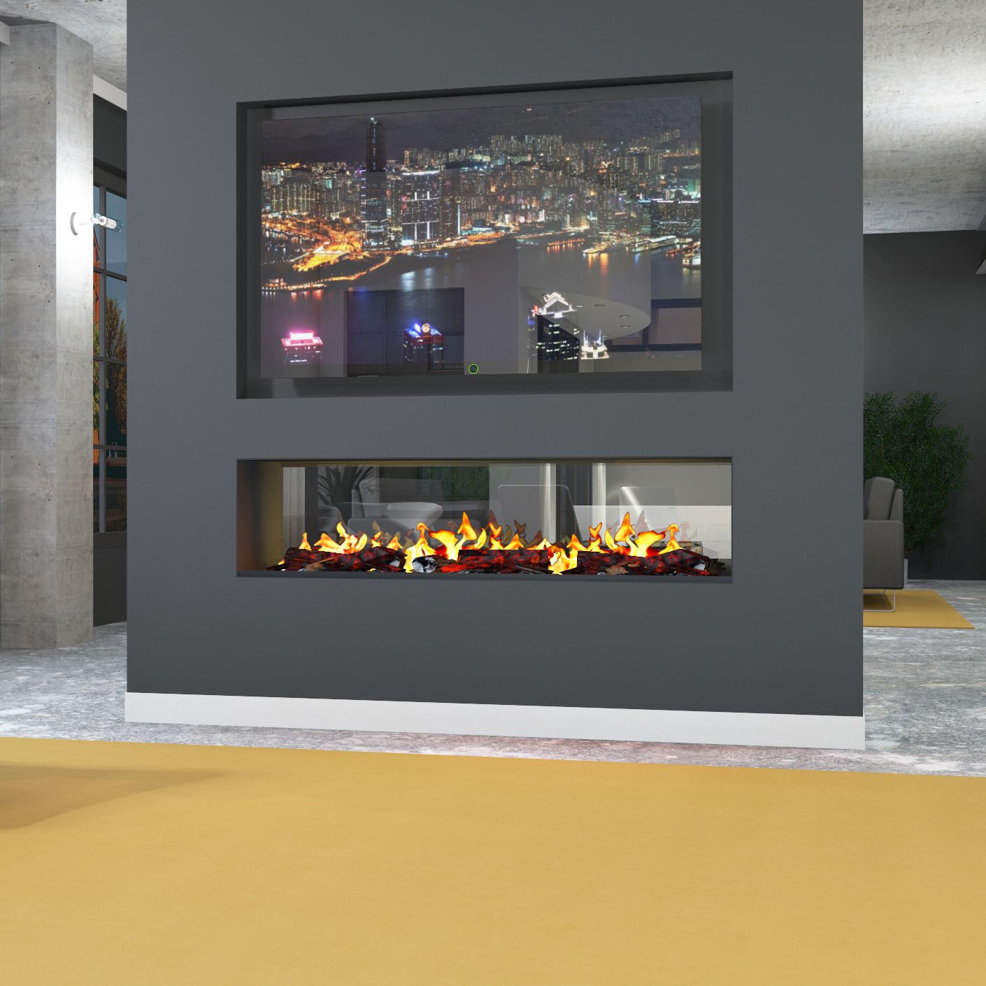 double sided electric fireplace insert