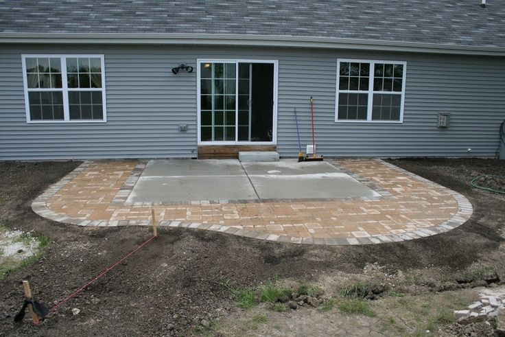 extend concrete patio with pavers