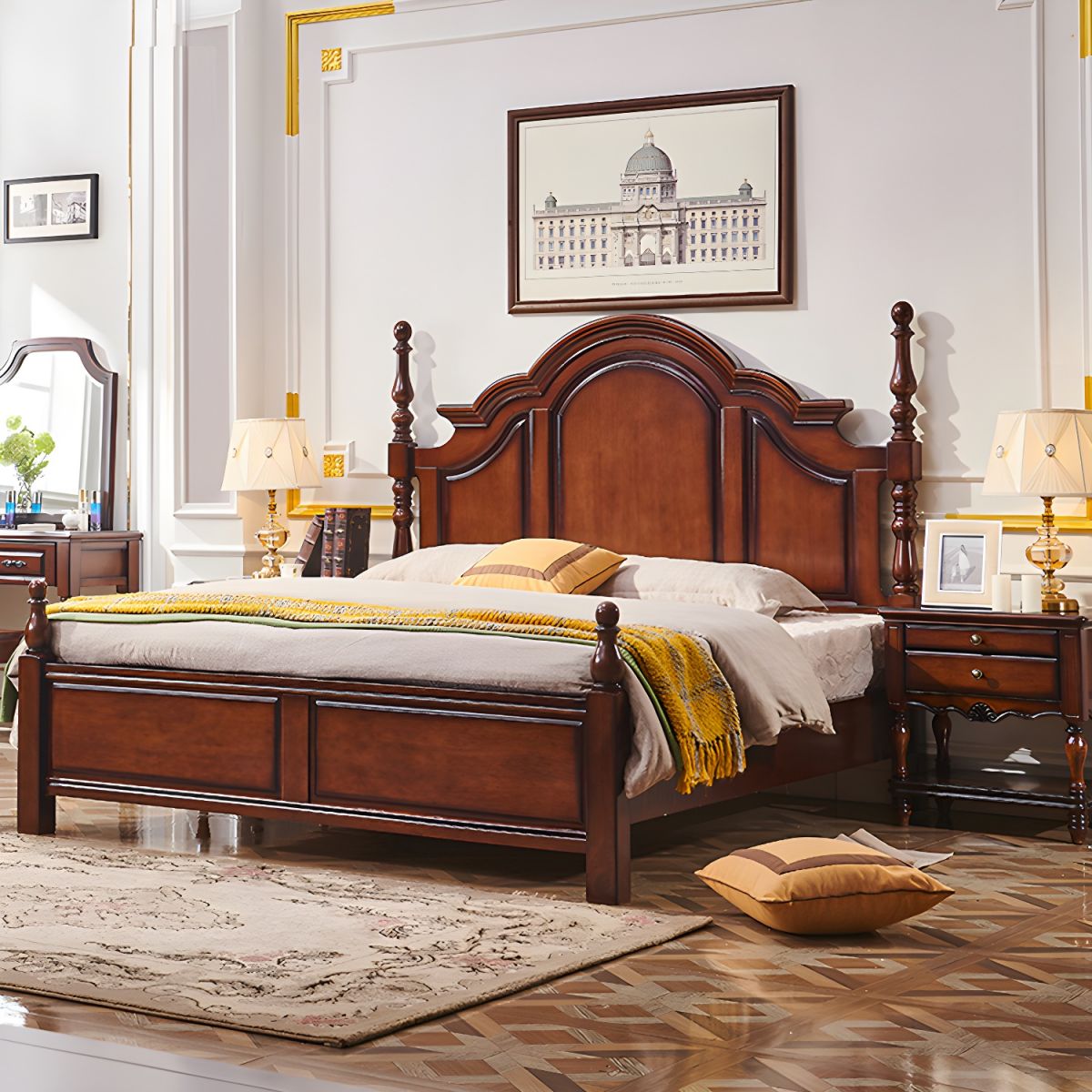 full size bed solid wood