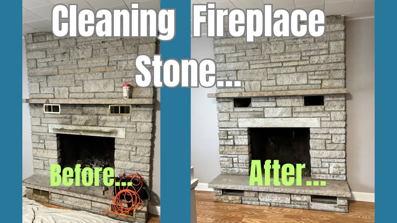 how to clean a stone fireplace