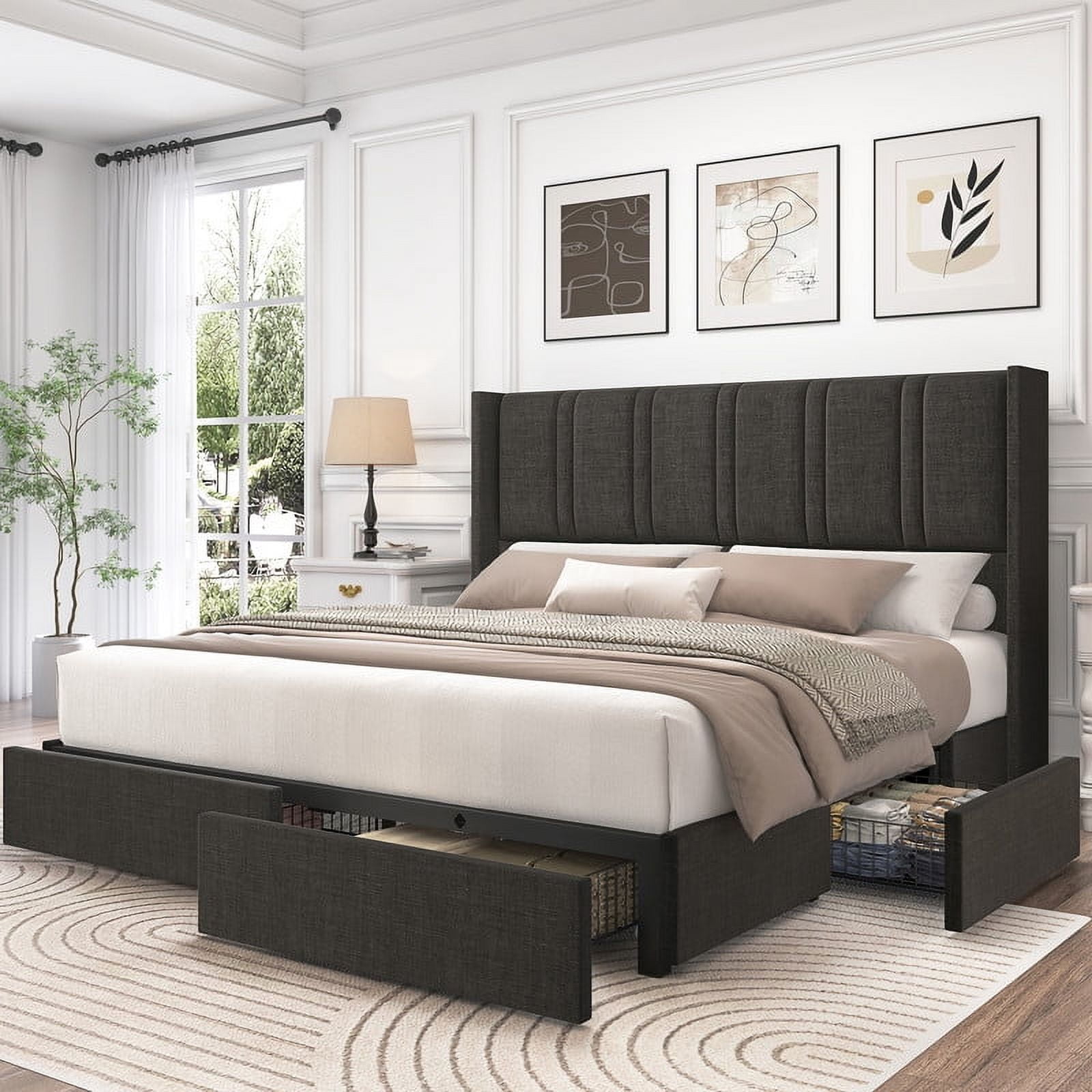 king size bed frame upholstered