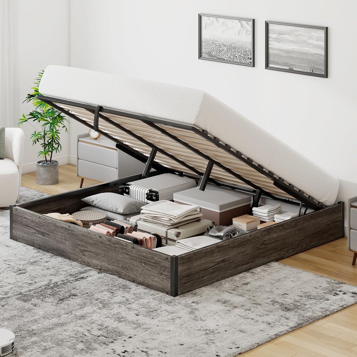 king size storage platform bed