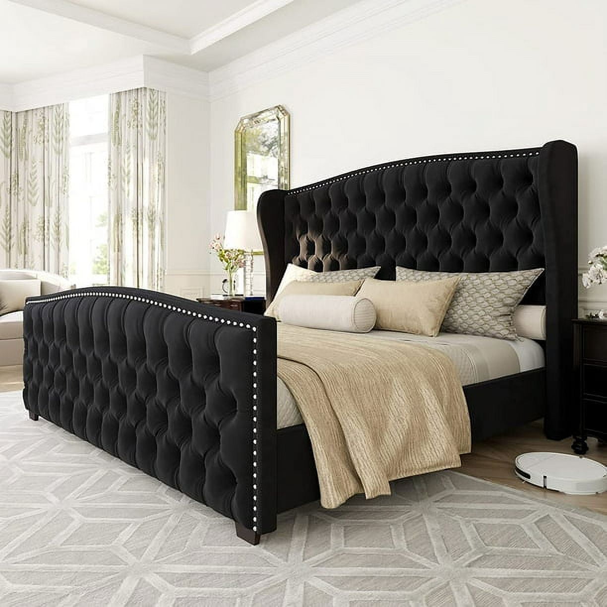 king size velvet bed frame