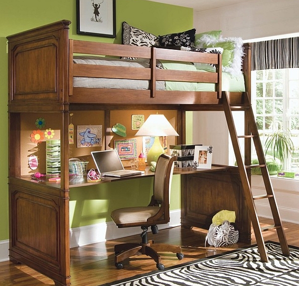 loft bunk bed with desk underneath