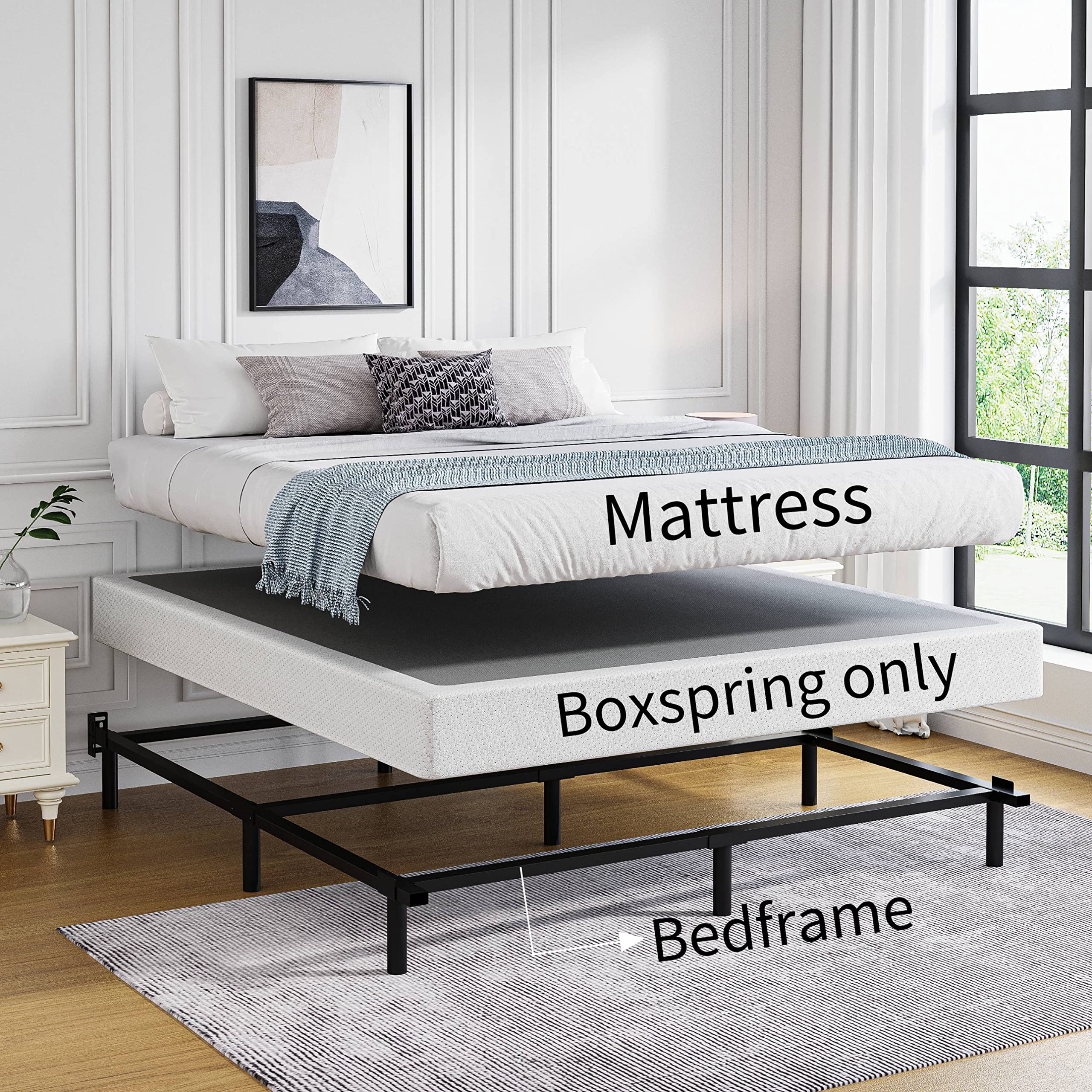 metal bed frame with box spring