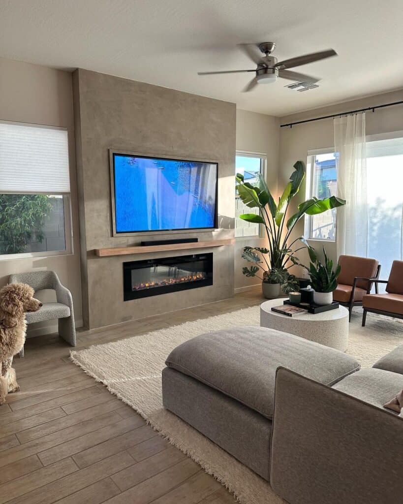 modern fireplace ideas with tv above