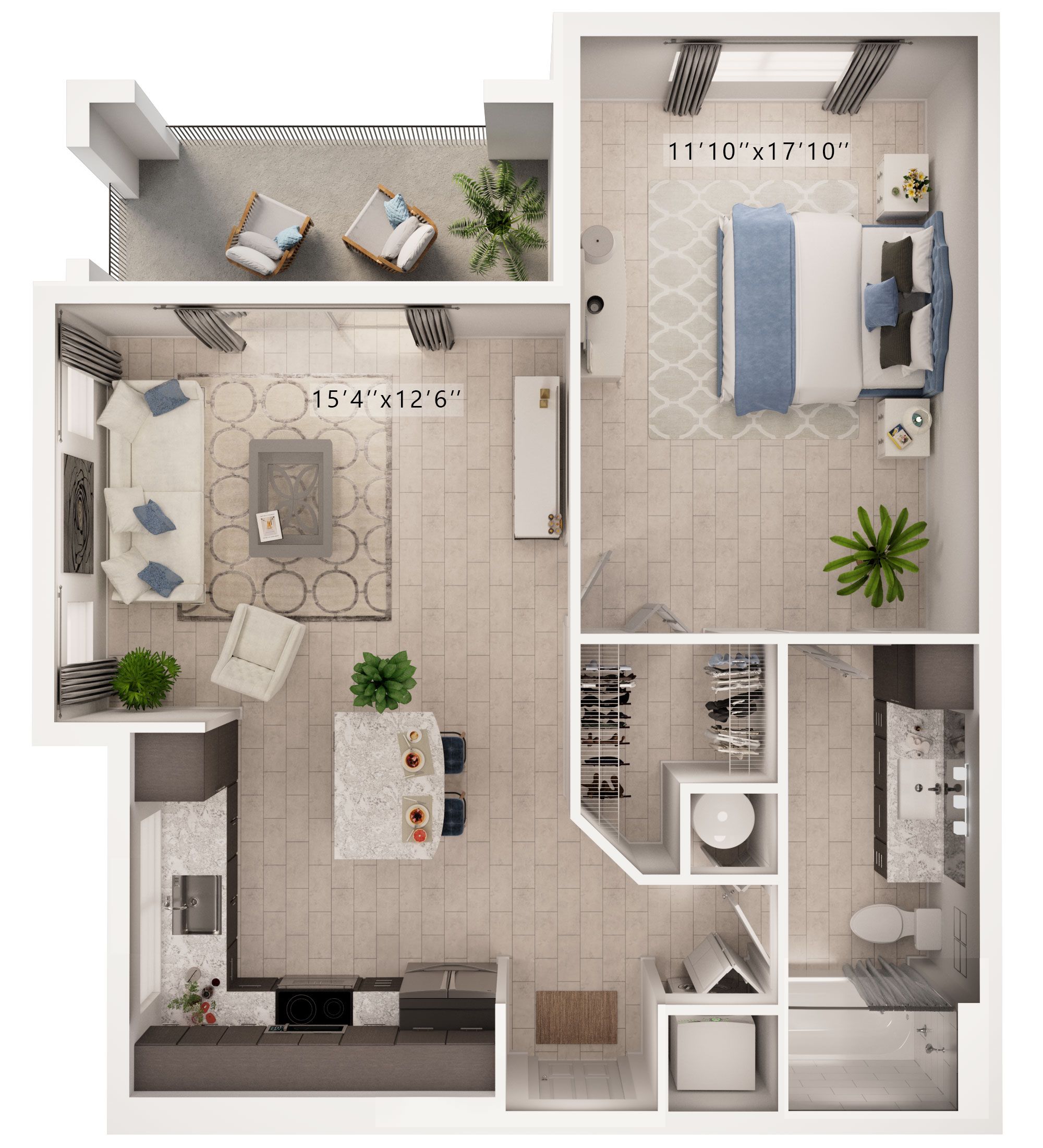 one bedroom apartment layout plan