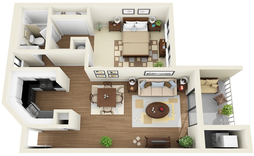 one bedroom apartment plans and designs