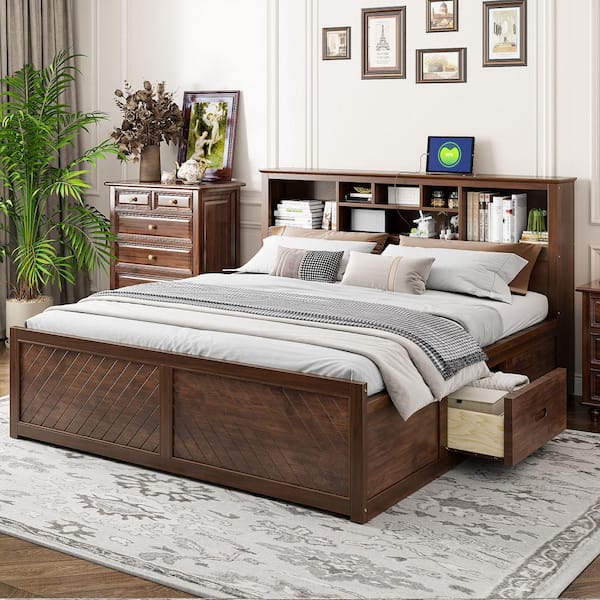 platform king bed with storage