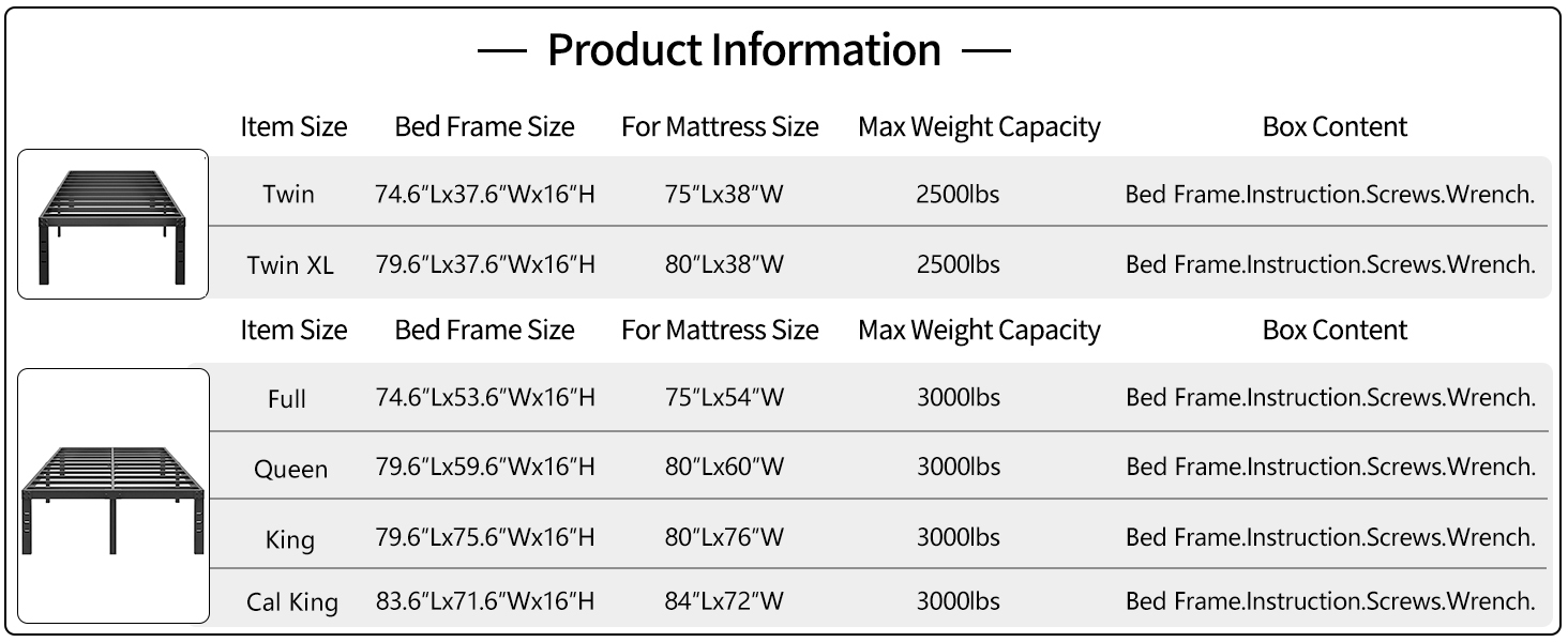 queen bed metal frame dimensions