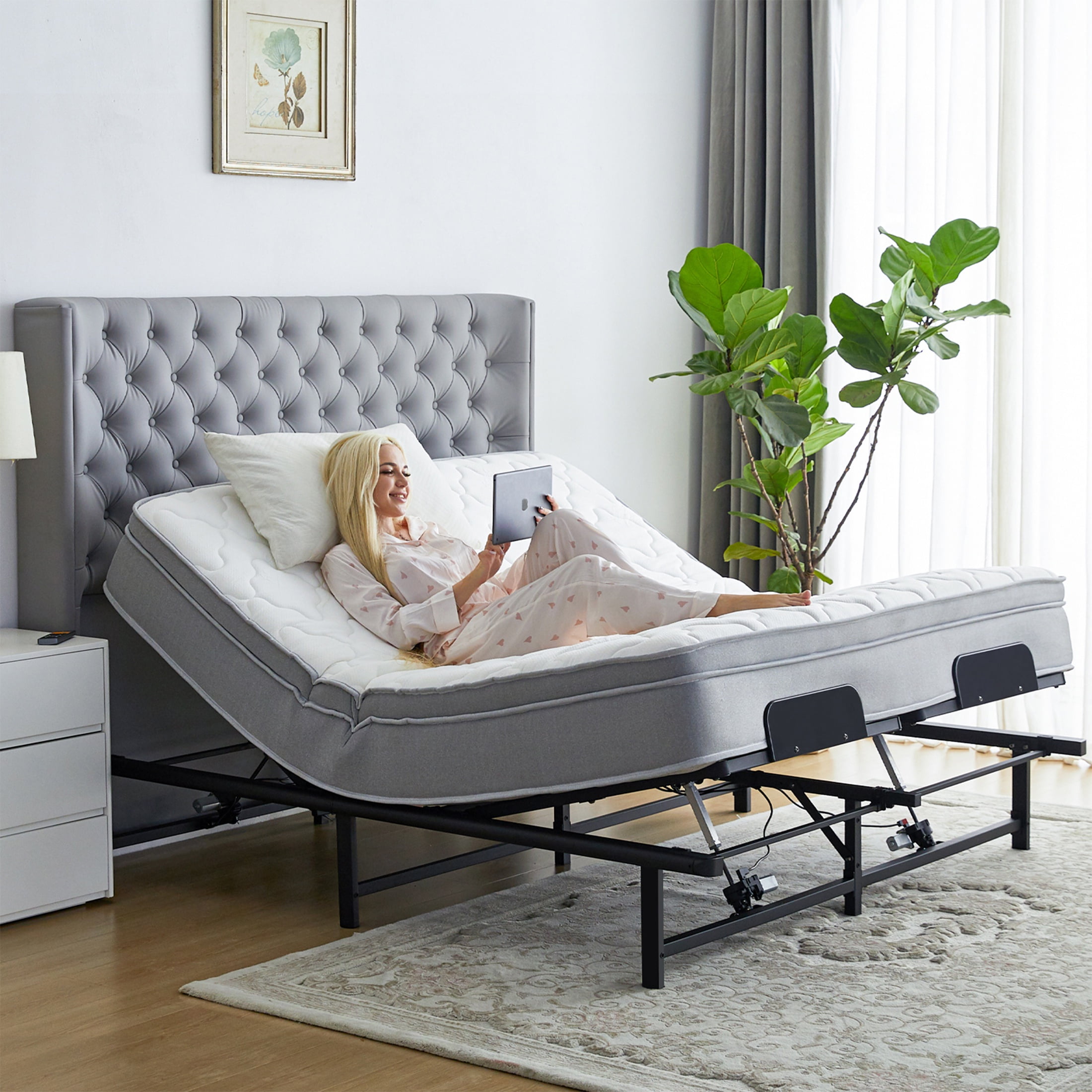 queen size adjustable bed frame with remote