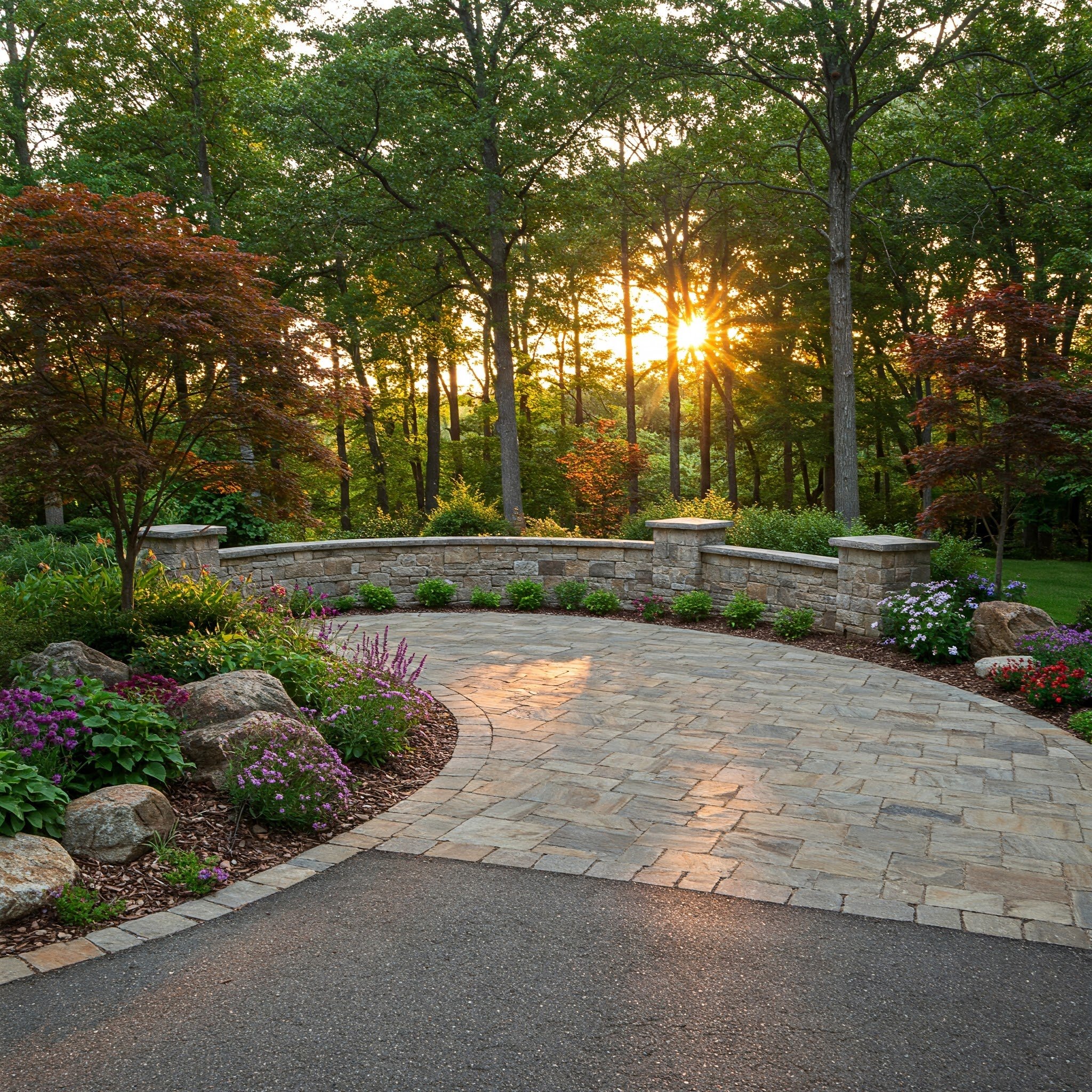 semi circular driveway landscaping ideas