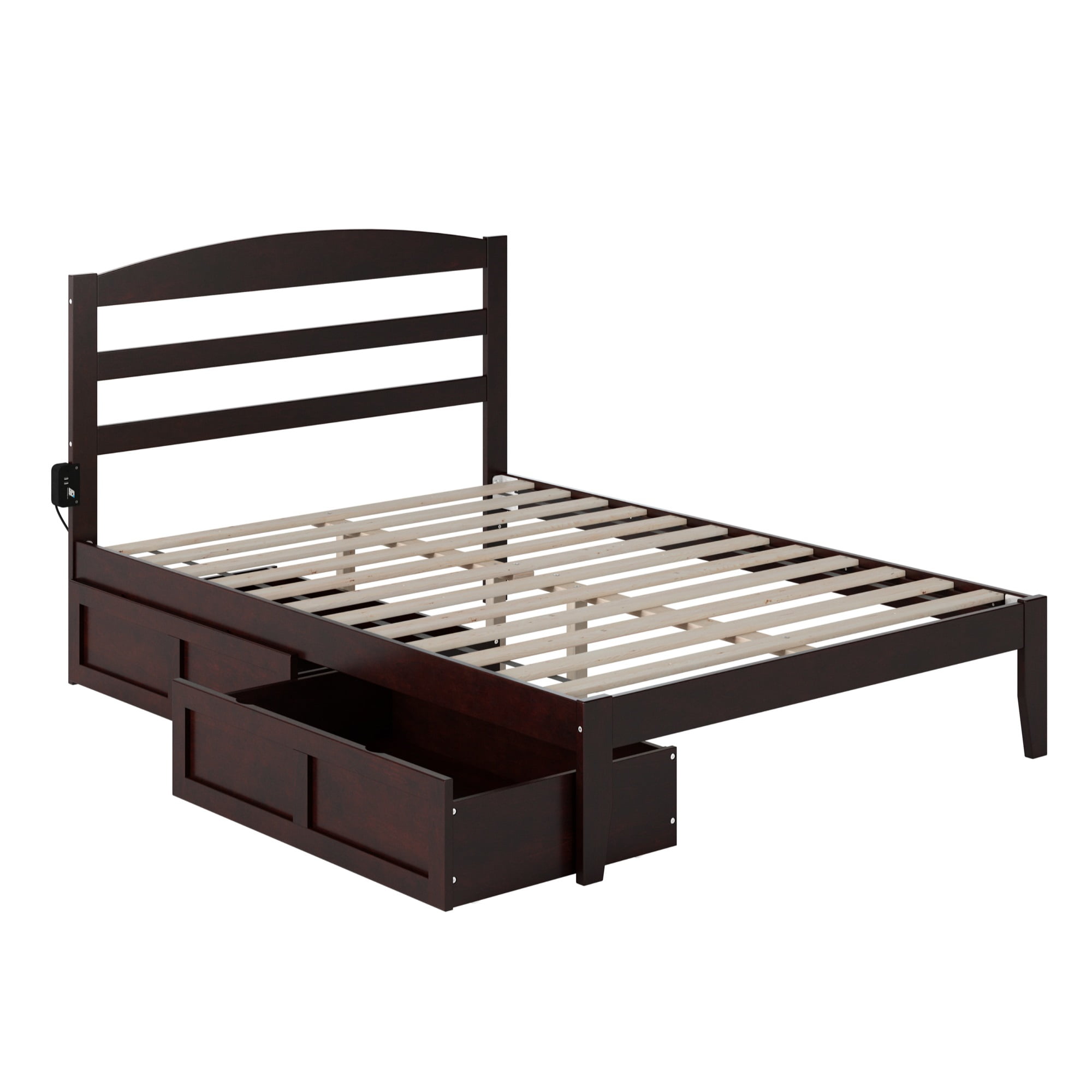 solid wood platform bed with storage