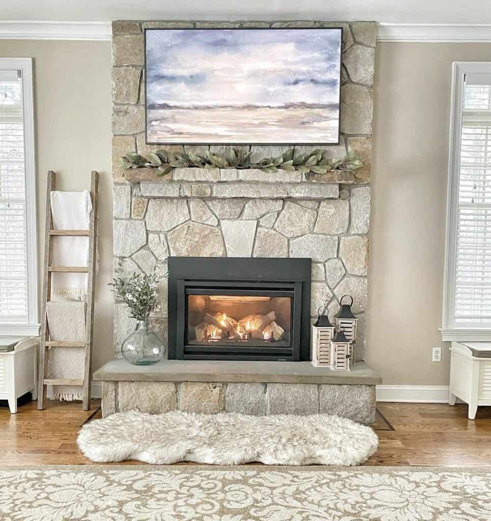 stone fireplace ideas with tv