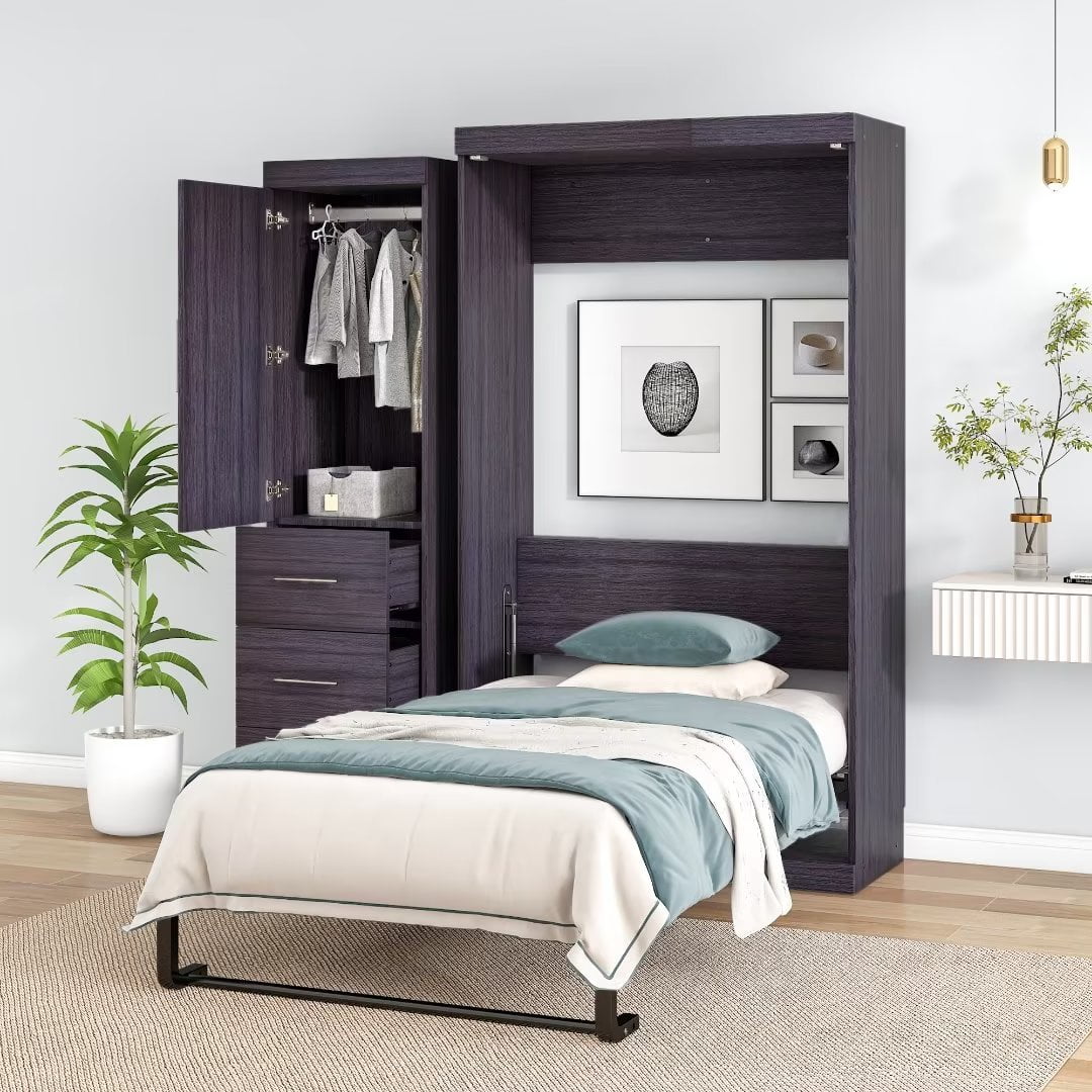 twin bed in a cabinet