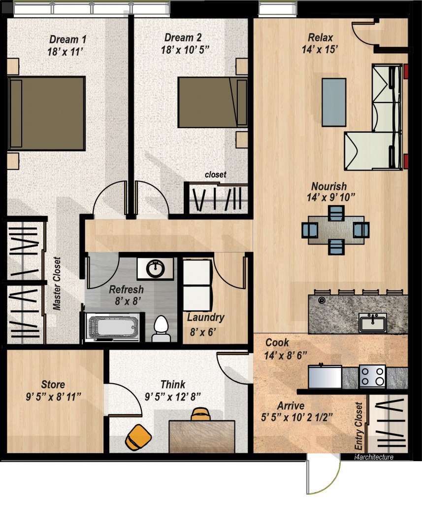 two bedroom condo floor plans