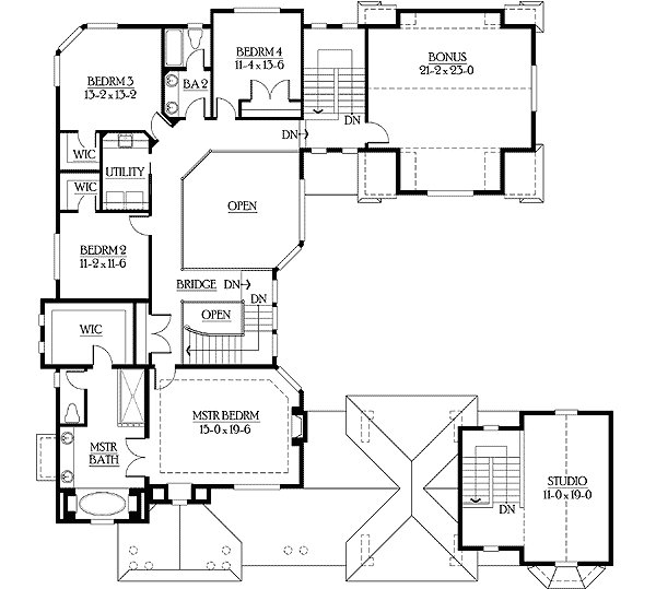 u shaped floor plans with 2 master suites