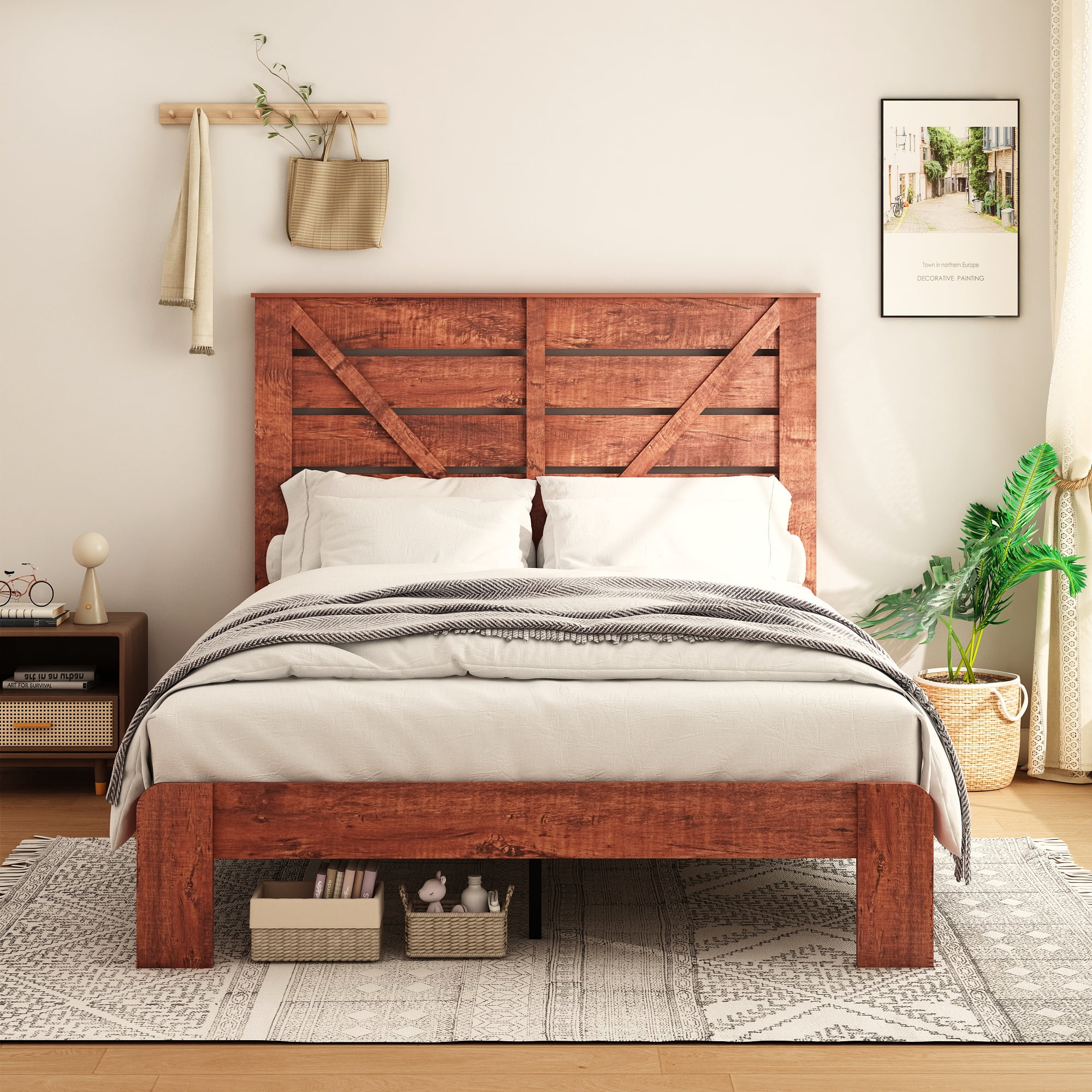 wooden king size bed frame